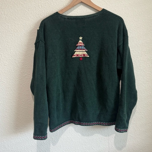 VTG Christopher & Banks Womens Hand Embroidered Christmas Tree Cardigan Gorpcore - Picture 9 of 9